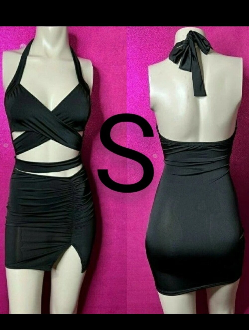 🆕Sexy Black Halter Club Bodycon Dress Size S